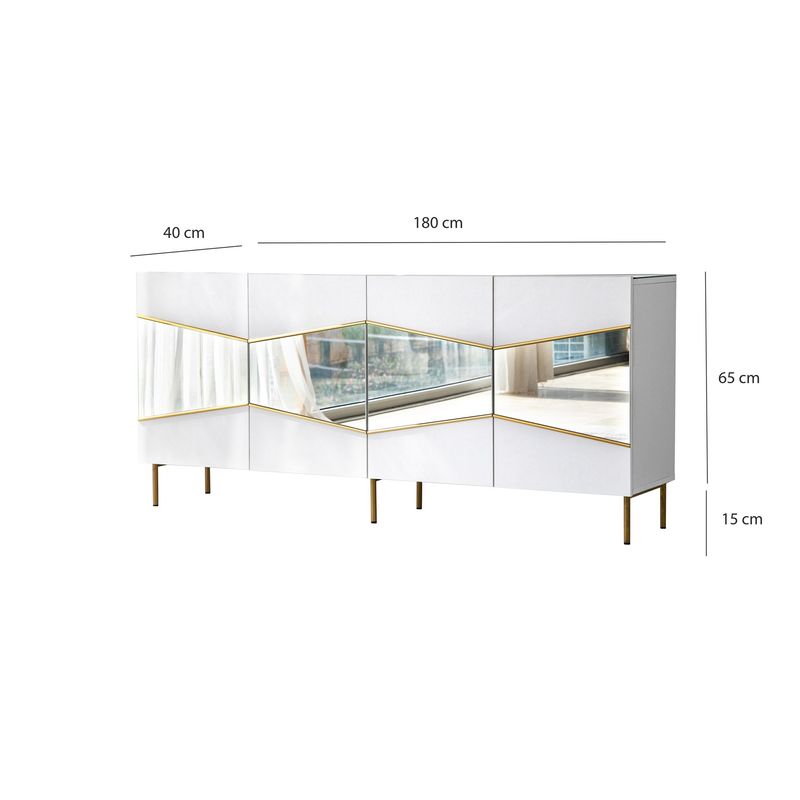 Casa si Gradina - Mobilier - Comode si corpuri - Console - Consola, Hanah Home, pal melaminat, alb auriu, 180x40x80 cm, 552NOS1809 - Infinity.ro