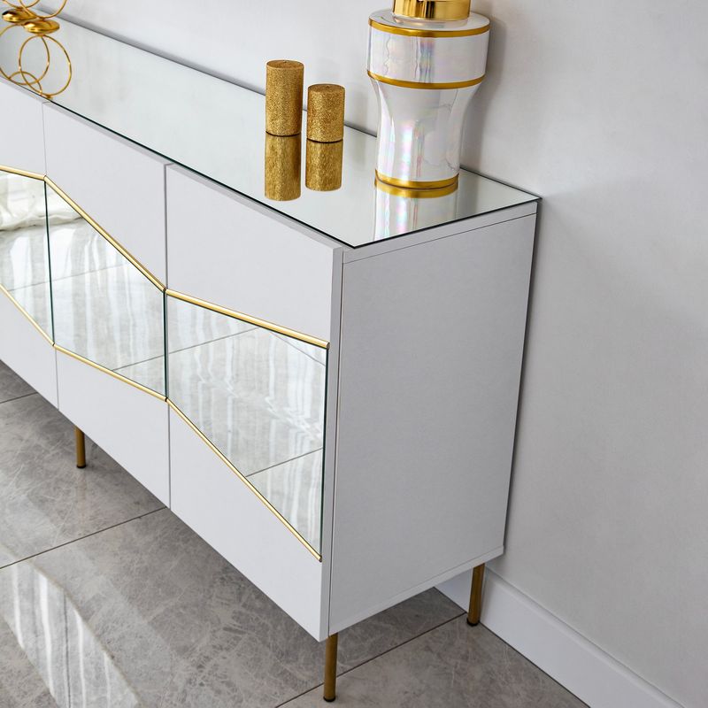 Casa si Gradina - Mobilier - Comode si corpuri - Console - Consola, Hanah Home, pal melaminat, alb auriu, 180x40x80 cm, 552NOS1809 - Infinity.ro
