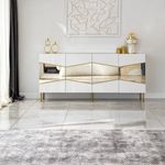 Casa si Gradina - Mobilier - Comode si corpuri - Console - Consola, Hanah Home, pal melaminat, alb auriu, 180x40x80 cm, 552NOS1809 - Infinity.ro