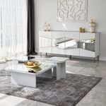 Casa si Gradina - Mobilier - Comode si corpuri - Console - Consola, Hanah Home, pal melaminat, alb auriu, 180x40x80 cm, 552NOS1809 - Infinity.ro