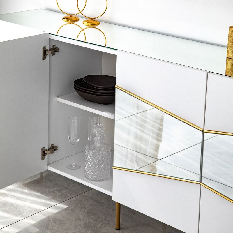 Casa si Gradina - Mobilier - Comode si corpuri - Console - Consola, Hanah Home, pal melaminat, alb auriu, 180x40x80 cm, 552NOS1809 - Infinity.ro