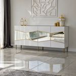 Casa si Gradina - Mobilier - Comode si corpuri - Console - Consola, Hanah Home, pal melaminat, alb auriu, 180x40x80 cm, 552NOS1809 - Infinity.ro