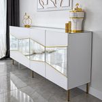 Casa si Gradina - Mobilier - Comode si corpuri - Console - Consola, Hanah Home, pal melaminat, alb auriu, 180x40x80 cm, 552NOS1809 - Infinity.ro