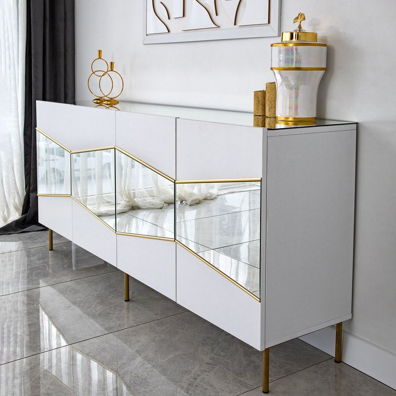 Casa si Gradina - Mobilier - Comode si corpuri - Console - Consola, Hanah Home, pal melaminat, alb auriu, 180x40x80 cm, 552NOS1809 - Infinity.ro