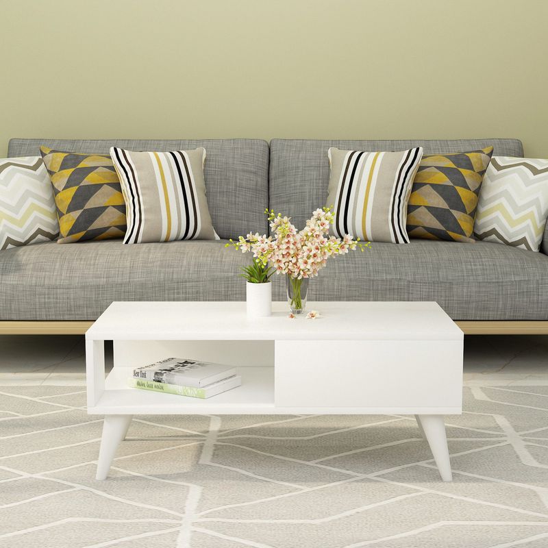 Casa si Gradina - Mobilier - Mese si birouri - Masute de cafea - Masuta de cafea, Hanah Home, pal melaminat, alb, 90x45x40 cm, 475OLV1326 - Infinity.ro