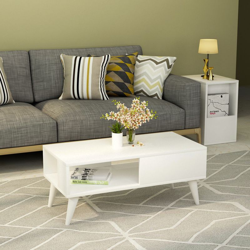 Casa si Gradina - Mobilier - Mese si birouri - Masute de cafea - Masuta de cafea, Hanah Home, pal melaminat, alb, 90x45x40 cm, 475OLV1326 - Infinity.ro