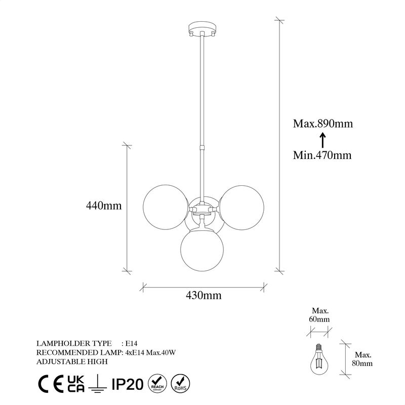 Casa si Gradina - Corpuri si surse de iluminat - Lustre si pendule - Candelabru, Opviq, metal, negru antic crem, 43x43x47-89 cm, inaltime reglabila - Infinity.ro