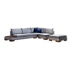 Casa si Gradina - Mobilier - Canapele si coltare - Coltare - Coltar cu puf, Hanah Home, cadru lemn fag si pal, tapiterie poliester, gri inchis, 313x193 cm - Infinity.ro