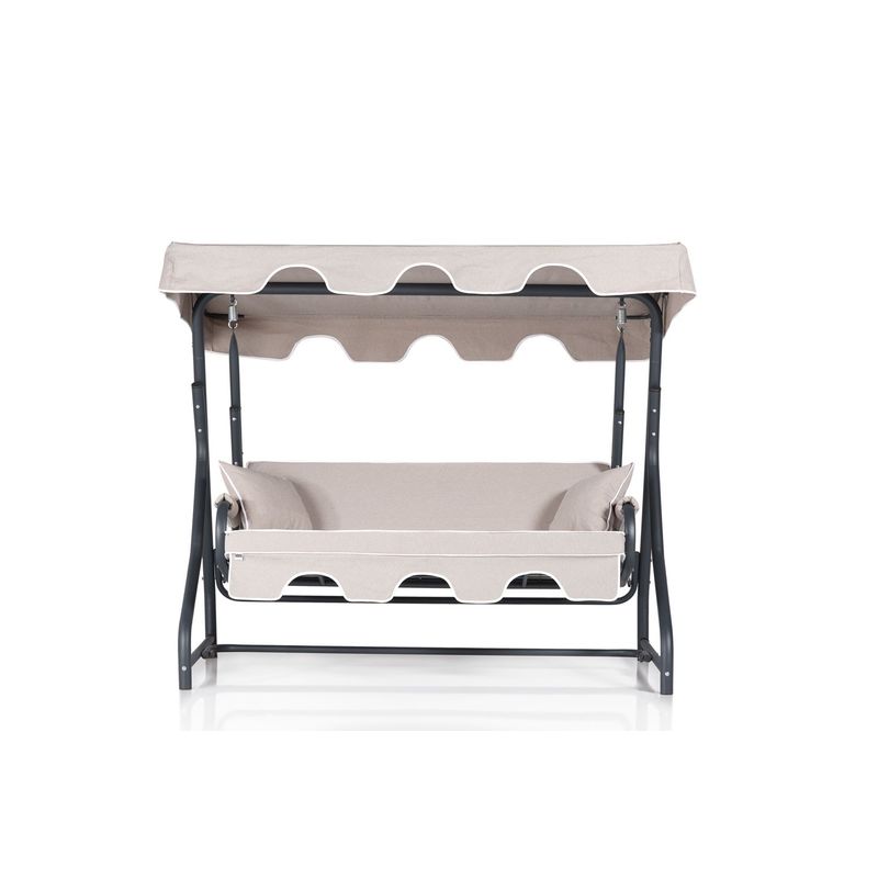 Casa si Gradina - Gradina si terasa - Balansoare si hamace - Balansoare - Balansoar de gradina triplu, Hanah Home, aluminiu, crem negru, 200x165x110 cm - Infinity.ro
