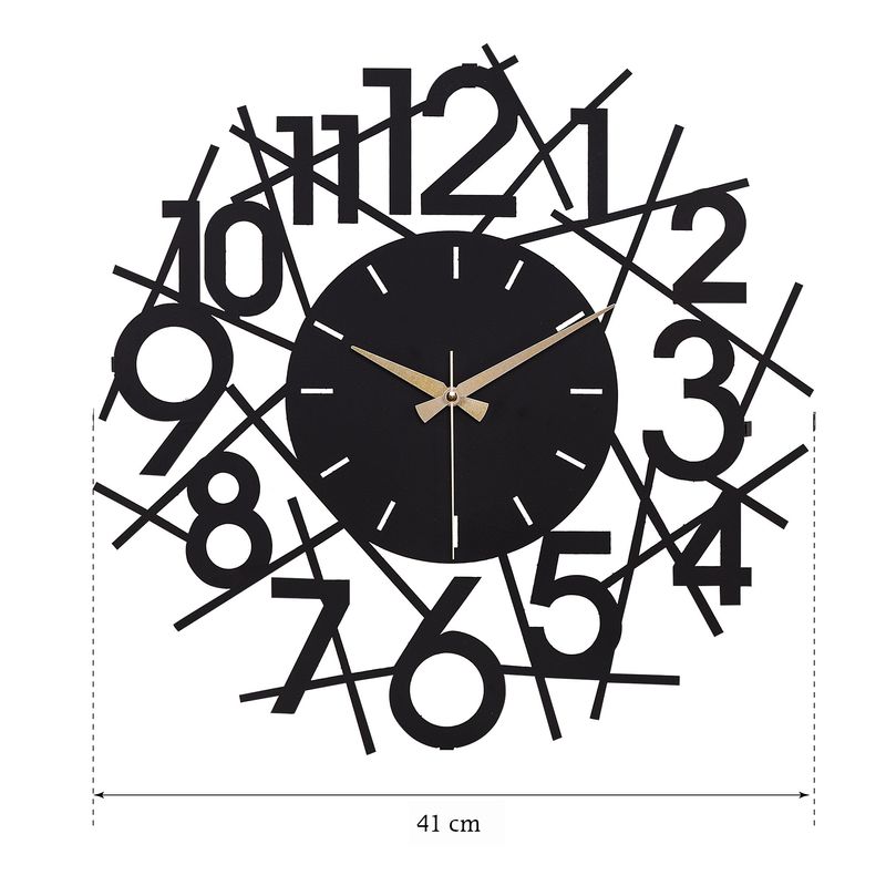 Casa si Gradina - Decoratiuni - Ceasuri - Ceas de perete decorativ, Wallxpert, metal, negru, 41x41 cm, 902LMN1156 - Infinity.ro