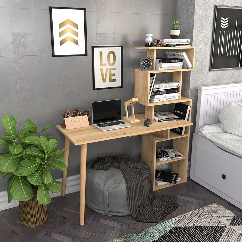 Casa si Gradina - Mobilier - Mese si birouri - Birouri - Birou, Hanah Home, pal melaminat, stejar, 133x55x146.4 cm - Infinity.ro