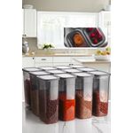 Casa si Gradina - Bucatarie si vesela - Organizare si depozitare bucatarie - Cutii alimentare - Set cutii depozitare, Hermia, plastic, antracit, 12x16.5x27.5 cm, 12 bucati, 430KSV1526 - Infinity.ro