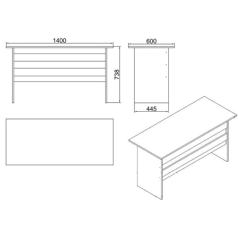 Casa si Gradina - Mobilier - Mese si birouri - Birouri - Birou de studiu, Hanah Home, pal melaminat, stejar si negru, 140x60x73.8 cm - Infinity.ro