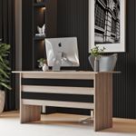 Casa si Gradina - Mobilier - Mese si birouri - Birouri - Birou de studiu, Hanah Home, pal melaminat, stejar si negru, 140x60x73.8 cm - Infinity.ro