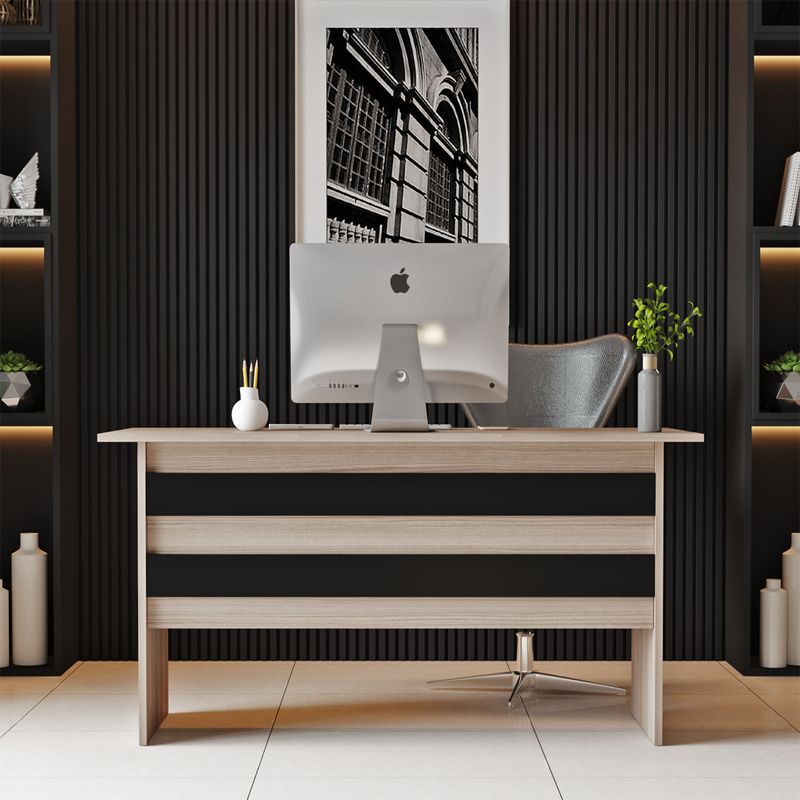 Casa si Gradina - Mobilier - Mese si birouri - Birouri - Birou de studiu, Hanah Home, pal melaminat, stejar si negru, 140x60x73.8 cm - Infinity.ro