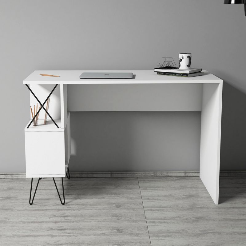 Casa si Gradina - Mobilier - Mese si birouri - Birouri - Birou de studiu, Hanah Home, pal melaminat, alb si negru, 120x60x78.8 cm - Infinity.ro