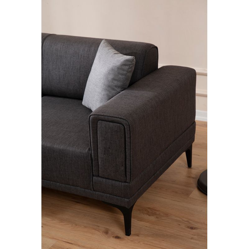Casa si Gradina - Mobilier - Canapele si coltare - Coltare - Coltar extensibil, Hanah Home, poliester, gri inchis, 140x250x77 cm - Infinity.ro
