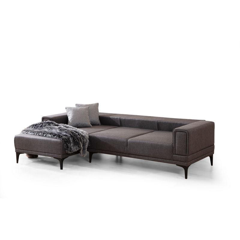 Casa si Gradina - Mobilier - Canapele si coltare - Coltare - Coltar extensibil, Hanah Home, poliester, gri inchis, 140x250x77 cm - Infinity.ro