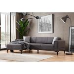 Casa si Gradina - Mobilier - Canapele si coltare - Coltare - Coltar extensibil, Hanah Home, poliester, gri inchis, 140x250x77 cm - Infinity.ro