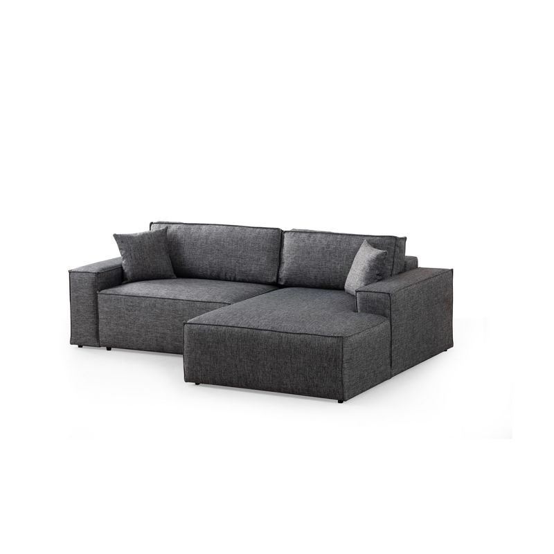 Casa si Gradina - Mobilier - Canapele si coltare - Coltare - Coltar extensibil, Hanah Home, lemn fag si pal, gri inchis, 260x170 cm - Infinity.ro