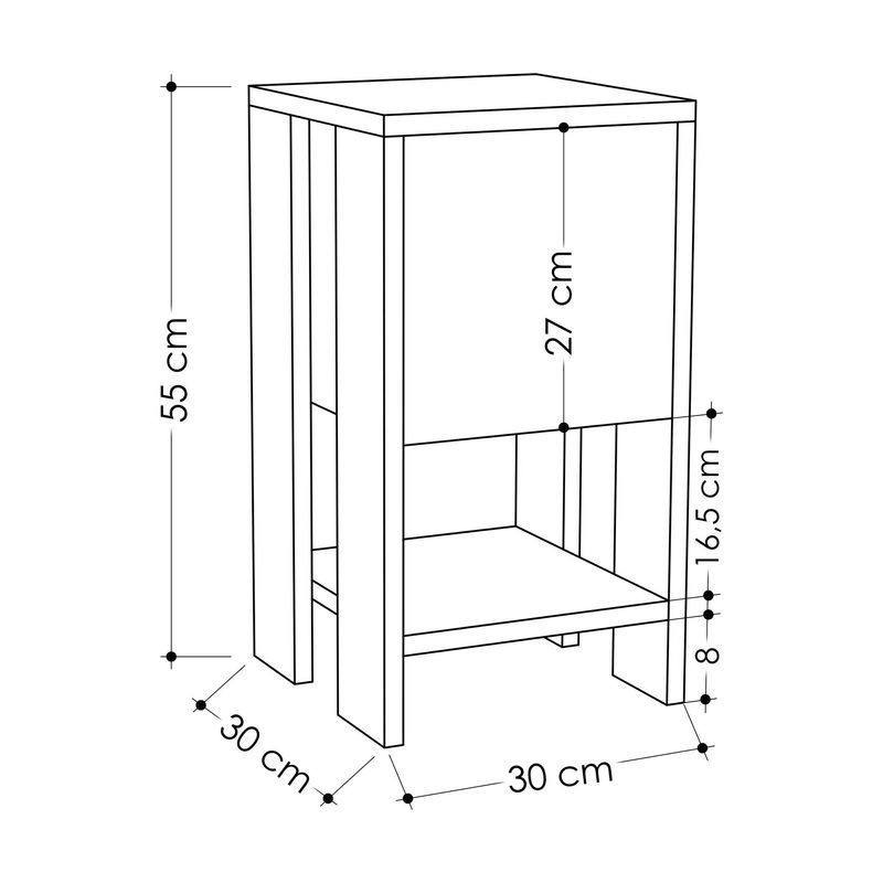 Casa si Gradina - Mobilier - Comode si corpuri - Noptiere - Noptiera, Hanah Home, panou de particule acoperit cu melamina, antracit, 30x30x55 cm - Infinity.ro
