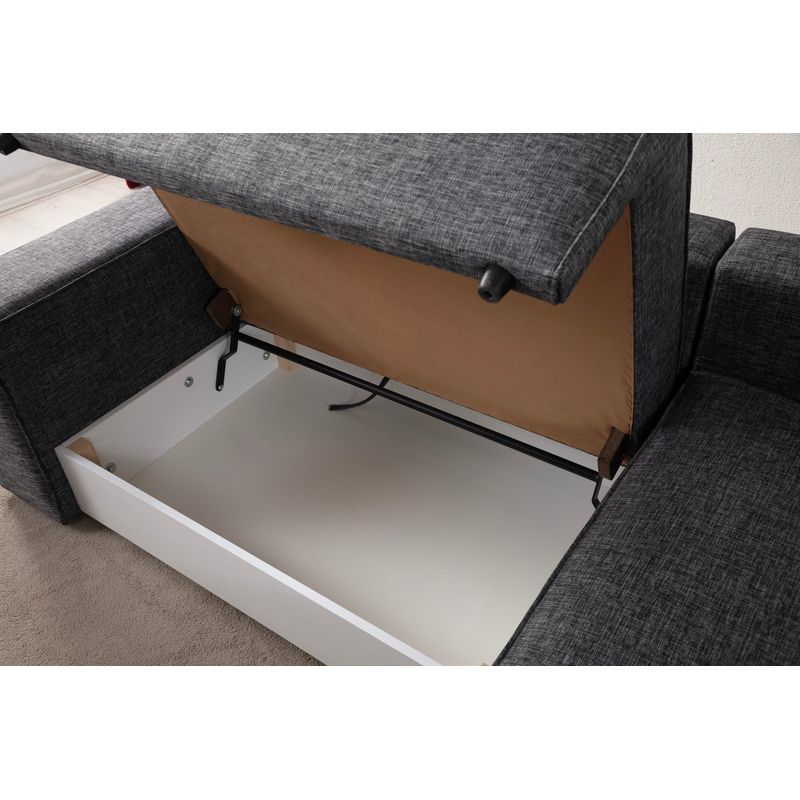 Casa si Gradina - Mobilier - Canapele si coltare - Coltare - Coltar extensibil, Hanah Home, lemn fag si pal, gri inchis, 260x170 cm - Infinity.ro