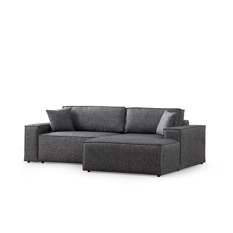 Casa si Gradina - Mobilier - Canapele si coltare - Coltare - Coltar extensibil, Hanah Home, lemn fag si pal, gri inchis, 260x170 cm - Infinity.ro