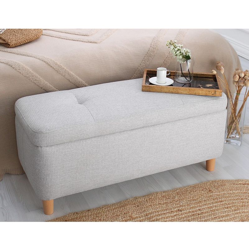 Casa si Gradina - Mobilier - Canapele si coltare - Banchete - Puf cu spatiu de depozitare, Atelier Del Sofa, bumbac si in, gri deschis, 100x45x41 cm - Infinity.ro