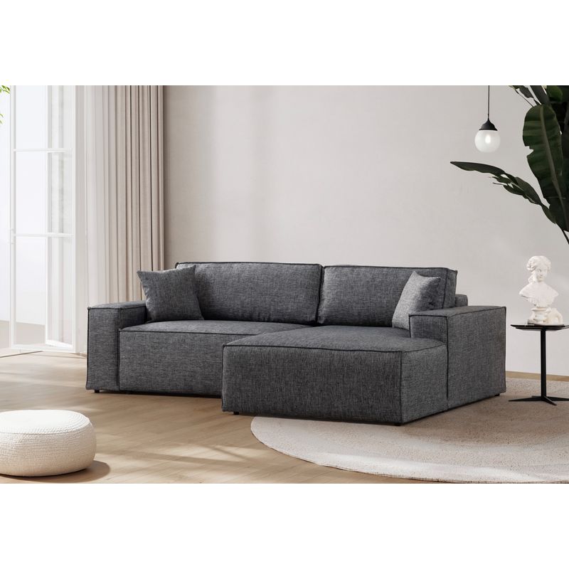 Casa si Gradina - Mobilier - Canapele si coltare - Coltare - Coltar extensibil, Hanah Home, lemn fag si pal, gri inchis, 260x170 cm - Infinity.ro