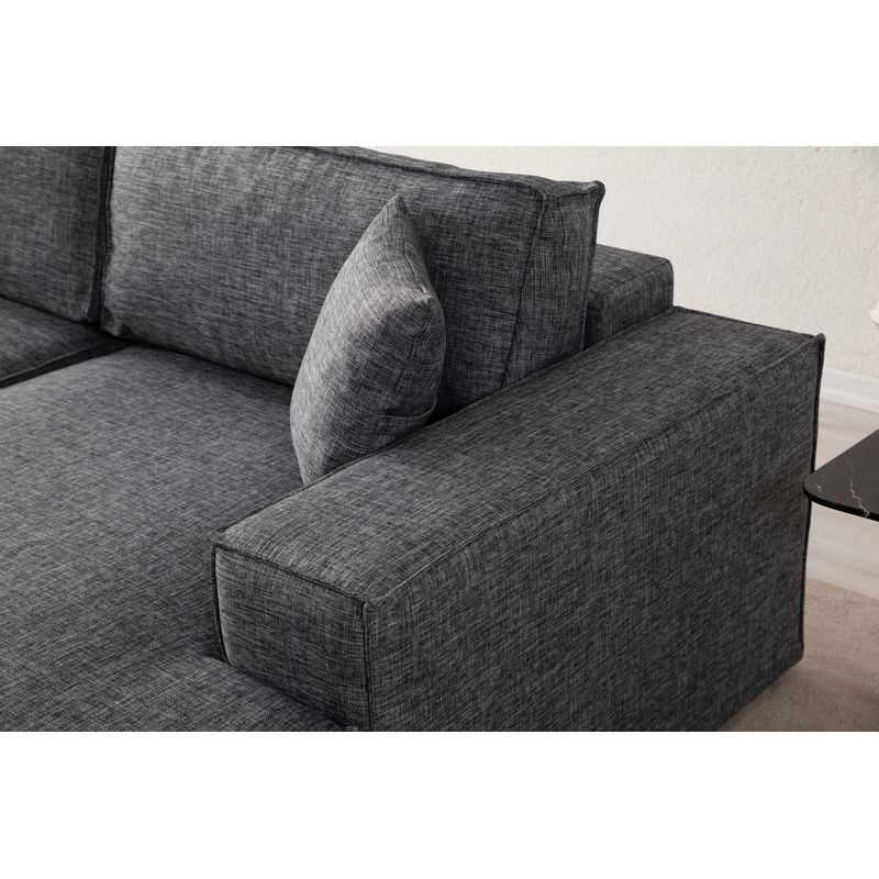 Casa si Gradina - Mobilier - Canapele si coltare - Coltare - Coltar extensibil, Hanah Home, lemn fag si pal, gri inchis, 260x170 cm - Infinity.ro