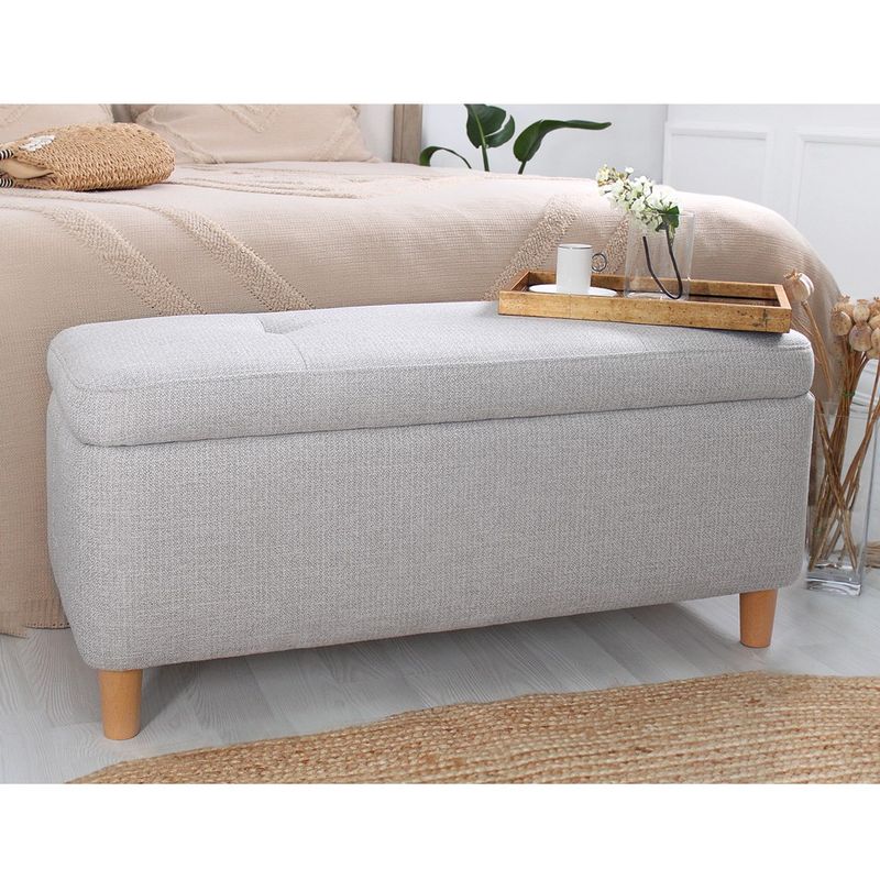 Casa si Gradina - Mobilier - Canapele si coltare - Banchete - Puf cu spatiu de depozitare, Atelier Del Sofa, bumbac si in, gri deschis, 100x45x41 cm - Infinity.ro