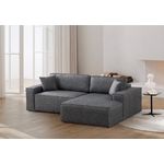 Casa si Gradina - Mobilier - Canapele si coltare - Coltare - Coltar extensibil, Hanah Home, lemn fag si pal, gri inchis, 260x170 cm - Infinity.ro