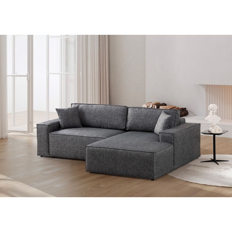 Casa si Gradina - Mobilier - Canapele si coltare - Coltare - Coltar extensibil, Hanah Home, lemn fag si pal, gri inchis, 260x170 cm - Infinity.ro