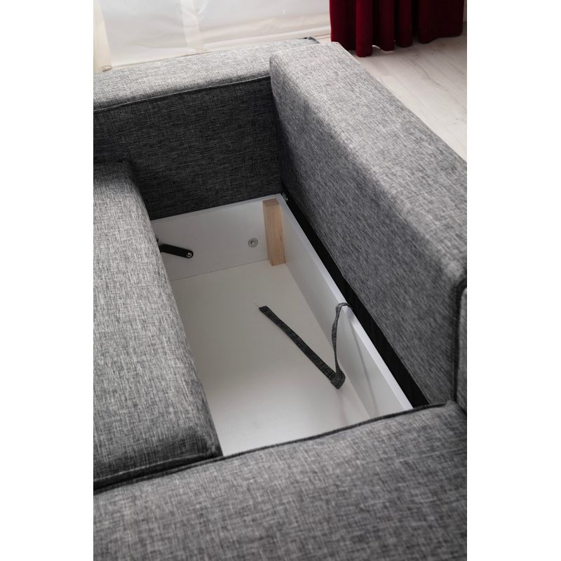 Casa si Gradina - Mobilier - Canapele si coltare - Coltare - Coltar extensibil, Hanah Home, lemn fag si pal, gri inchis, 260x170 cm - Infinity.ro