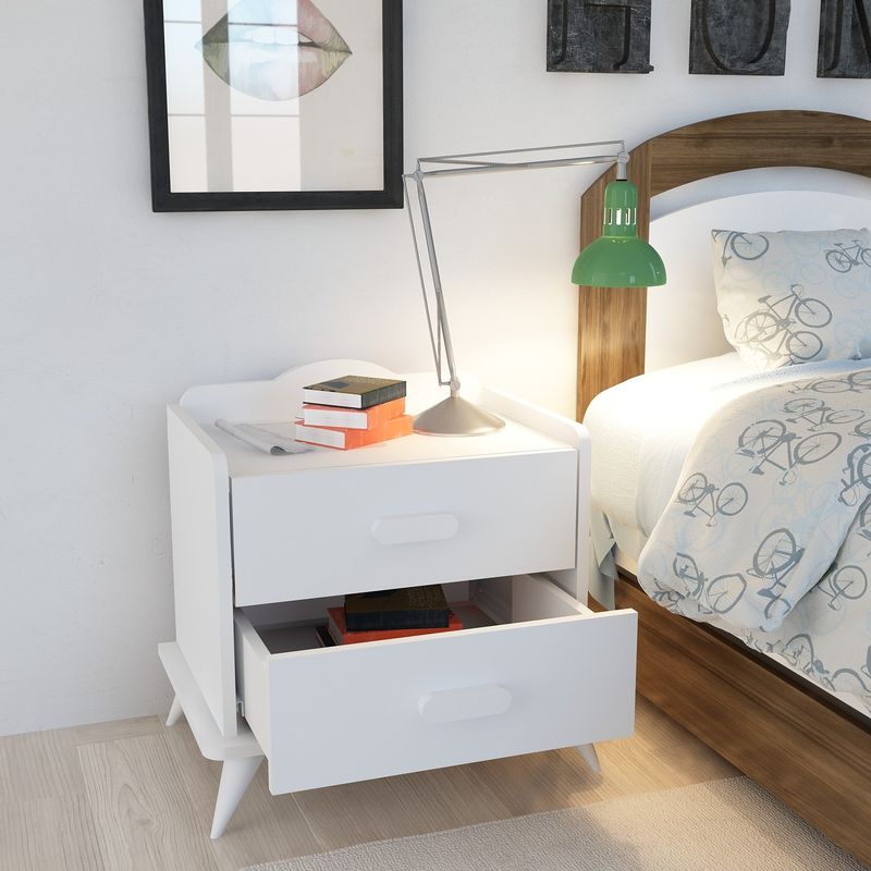 Casa si Gradina - Mobilier - Comode si corpuri - Noptiere - Noptiera, Hanah Home, pal melaminat, alb, 60x42.1x58.6 cm - Infinity.ro