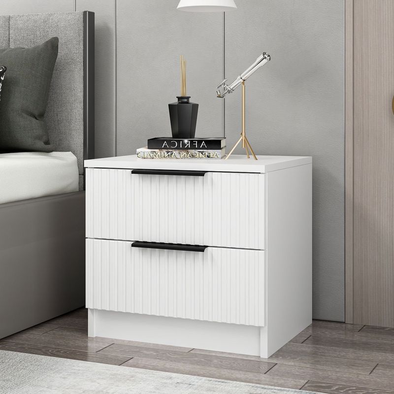 Casa si Gradina - Mobilier - Comode si corpuri - Noptiere - Noptiera, Hanah Home, pal melaminat, alb, 54x47x40 cm - Infinity.ro
