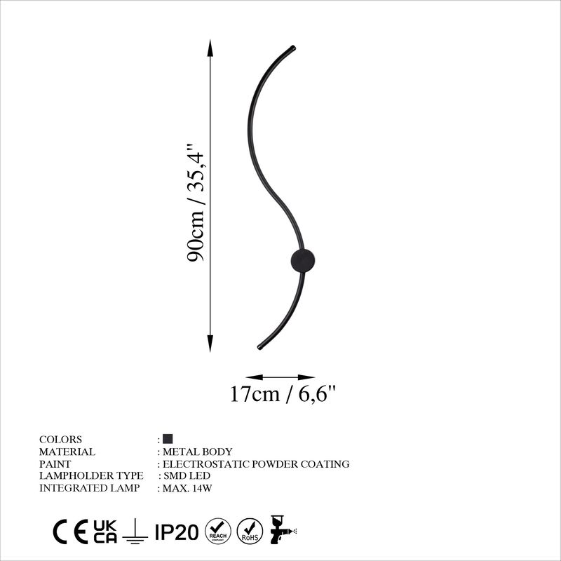 Casa si Gradina - Corpuri si surse de iluminat - Plafoniere, aplice si spoturi - Aplica, Opviq, metal, negru, 90x17x10 cm - Infinity.ro