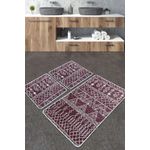 Casa si Gradina - Textile si covoare - Covoare - Covorase baie - Set covorase de baie, L'essentiel Maison, rosu bordo si alb, 60x100 cm, 50x60 cm, 100% poliester, antiderapant - Infinity.ro