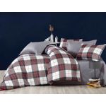 Casa si Gradina - Textile si covoare - Lenjerii de pat - Seturi de lenjerie - Set lenjerie de pat single, L'essentiel Maison, gri alb rosu, 160x220 cm, microsatina poliester si bumbac - Infinity.ro