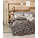 Casa si Gradina - Textile si covoare - Lenjerii de pat - Seturi de lenjerie - Set lenjerie pat dublu, L'essentiel Maison, maro, 200x220 cm, 50% bumbac 50% poliester - Infinity.ro