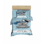 Casa si Gradina - Textile si covoare - Lenjerii de pat - Lenjerii copii - Set lenjerie pentru copii, L'essentiel Maison, albastru gri alb, 100x150 cm, microsatina poliester, bumbac, imprimare 3d - Infinity.ro