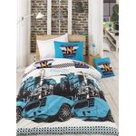 Casa si Gradina - Textile si covoare - Lenjerii de pat - Seturi de lenjerie - Set lenjerie de pat dubla, L'essentiel Maison, turcoaz, alb, negru, 200x220 cm, 100% bumbac ranforce - Infinity.ro