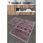 Casa si Gradina - Textile si covoare - Covoare - Covorase baie - Set covorase baie, L'essentiel Maison, rosu bordo si alb, 60x100 cm si 50x60 cm, 100% poliester, antiderapant - Infinity.ro