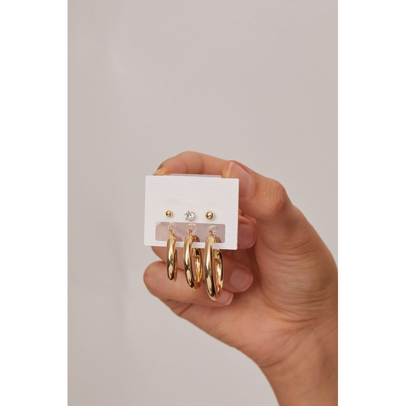 Fashion, accesorii si bijuterii - Femei - Bijuterii femei - Cercei femei - Cercei, Heliophilia, femei, auriu, metal, diametru 31-26-23 mm - Infinity.ro