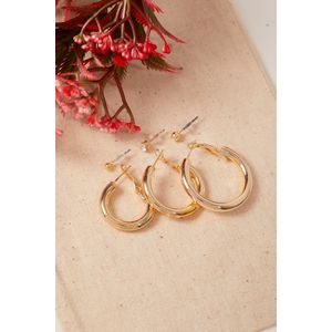 Cercei, Heliophilia, femei, auriu, metal, diametru 31-26-23 mm