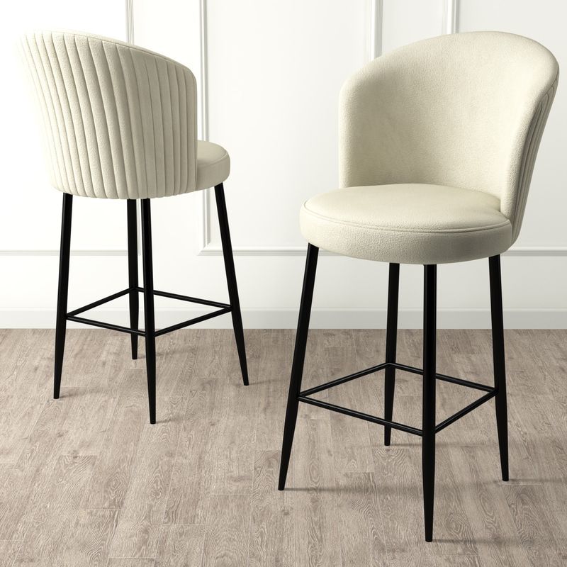 Casa si Gradina - Mobilier - Scaune si fotolii - Tabureti - Set taburete bar, Hanah Home, metal, crem si negru, 46x40x107 cm, 6 bucati - Infinity.ro