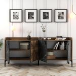Casa si Gradina - Mobilier - Comode si corpuri - Console - Consola, Hanah Home, panou din particule acoperit cu melamina, nuc si negru, 180x35x78 cm - Infinity.ro