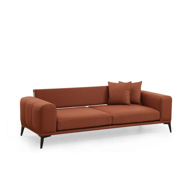 Casa si Gradina - Mobilier - Canapele si coltare - Canapele - Canapea 3 locuri, Hanah Home, lemn de fag si pal, rosu tigla, 235x90x80 cm - Infinity.ro
