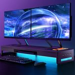 PC, gaming si accesorii - Desktop PC & monitoare - Accesorii monitoare - Suport Monitor Dual 3 in 1 cu Sertare, incarcare Wireless si Hub USB, 98x20 cm, Negru - Infinity.ro
