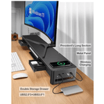 PC, gaming si accesorii - Desktop PC & monitoare - Accesorii monitoare - Suport Monitor Dual 3 in 1 cu Sertare, incarcare Wireless si Hub USB, 98x20 cm, Negru - Infinity.ro